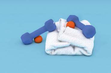 Weights laying on a towel